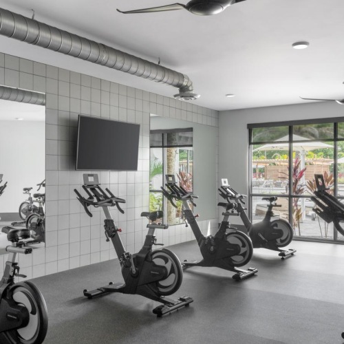 Get your workout on a room with motorcycles